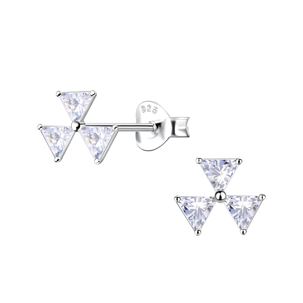 Silver Triangle Stud Earrings - 21786