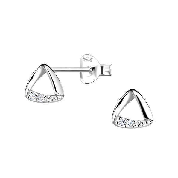 Silver Geometric Stud Earrings - 21787