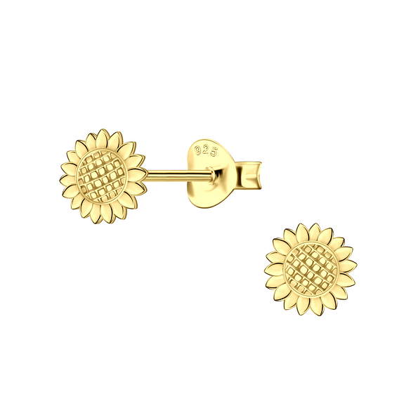 Silver Sunflower Stud Earrings - 21913