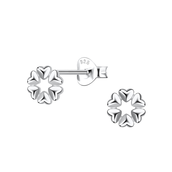 Silver Heart Stud Earrings - 21802