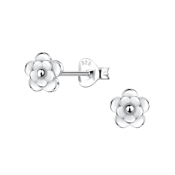 Silver Flower Stud Earrings - 21803