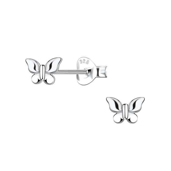 Silver Butterfly Stud Earrings - 21804