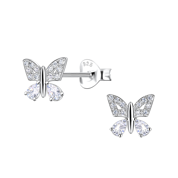 Silver Butterfly Stud Earrings - 21858
