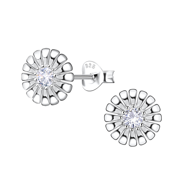 Silver Flower Stud Earrings - 21826