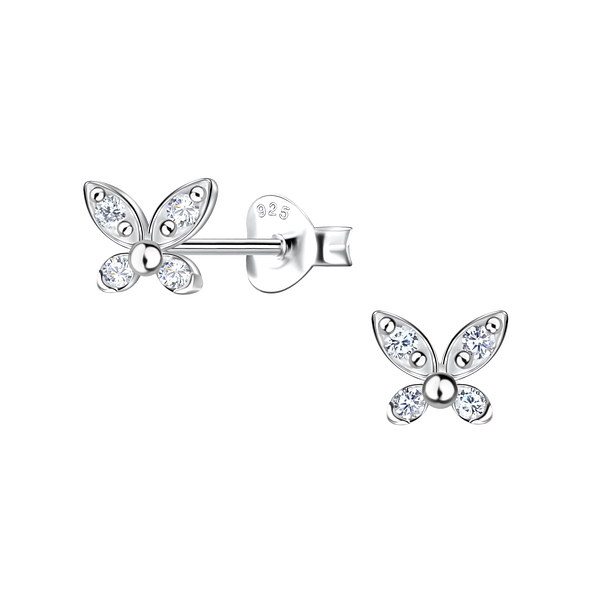 Silver Butterfly Stud Earrings - 21830