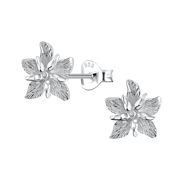 Silver Flower Stud Earrings - 21831