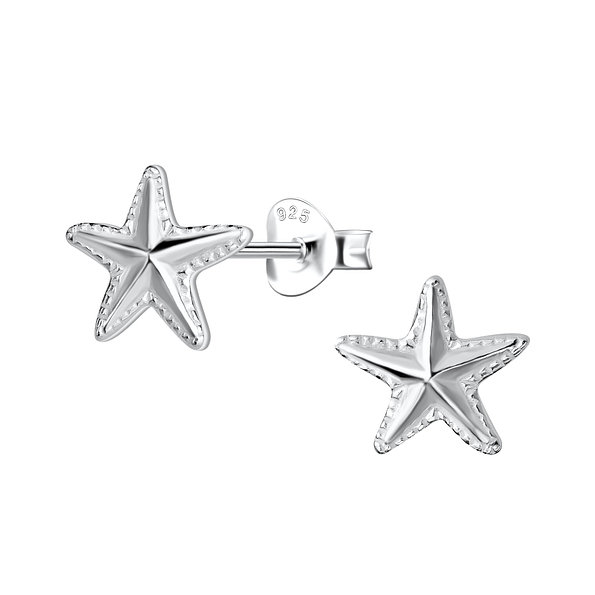 Silver Starfish Stud Earrings - 21809