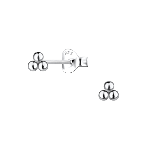 Silver Triangle Ball Stud Earrings - 21859