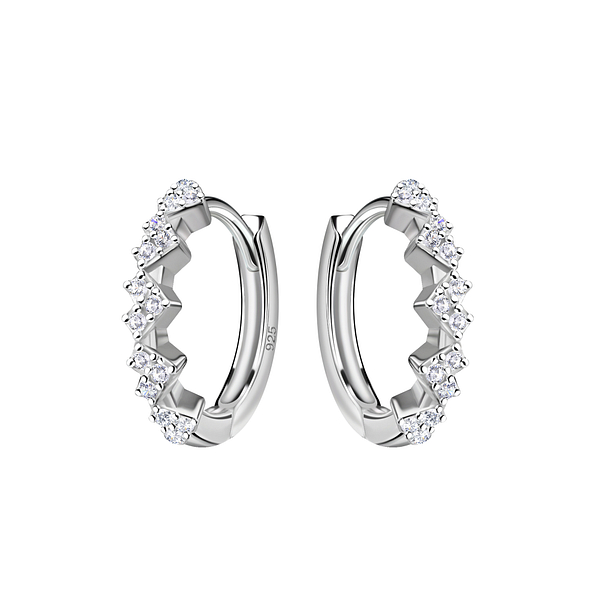 14mm Silver Heart Huggie Earrings - 21816