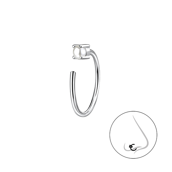 2mm Pearl Silver Nose Ring - Wholesale - 21839