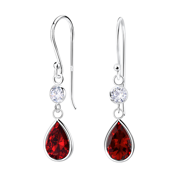 Silver Tear Drop Cubic Zirconia Dangle Earrings - 21927
