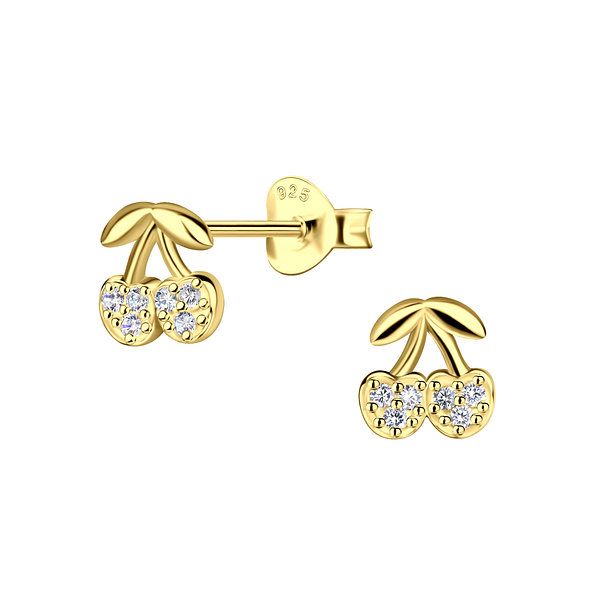 Silver Cherry Stud Earrings - 21972