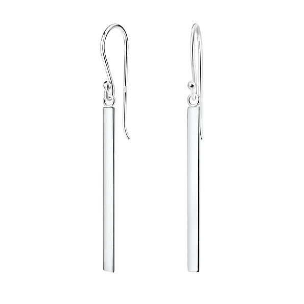 Silver Thick Bar Earrings - 22044