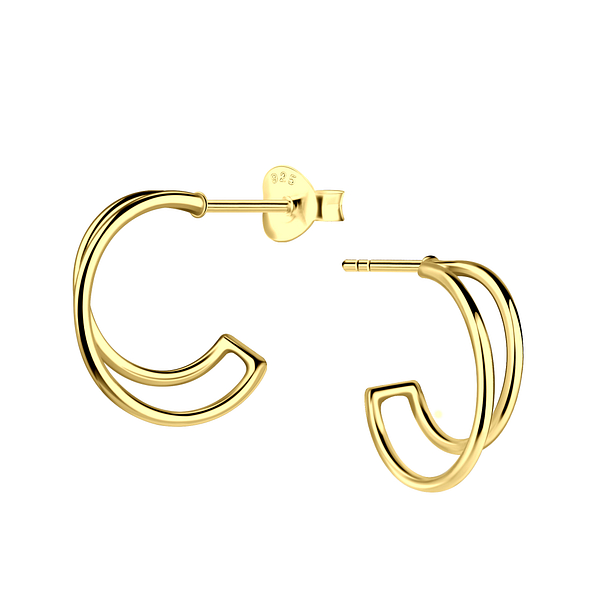 Silver Half Hoop Stud Earrings - 22053 Silver Half Hoop Stud Earrings - 22053