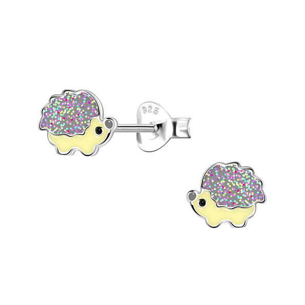 Silver Hedgehog Stud Earrings - 22028