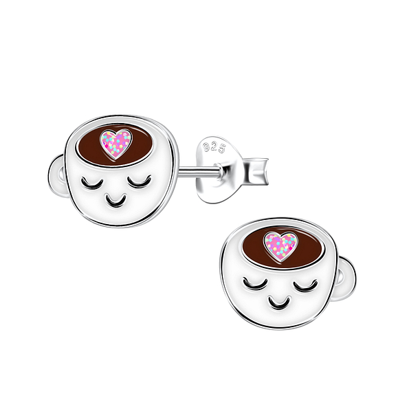 Silver Cup Stud Earrings - 22030