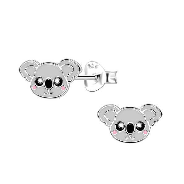 Silver Koala Stud Earrings - 22032