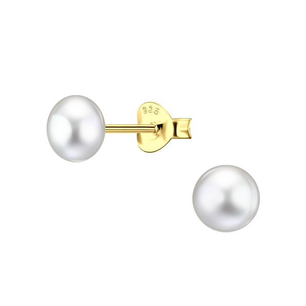 6mm Fresh Water Pearl Silver Stud Earrings - 22045