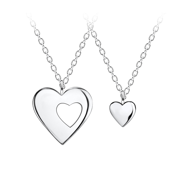 Silver Hearts Necklace Set - 22042 Silver Hearts Necklace Set - 22042