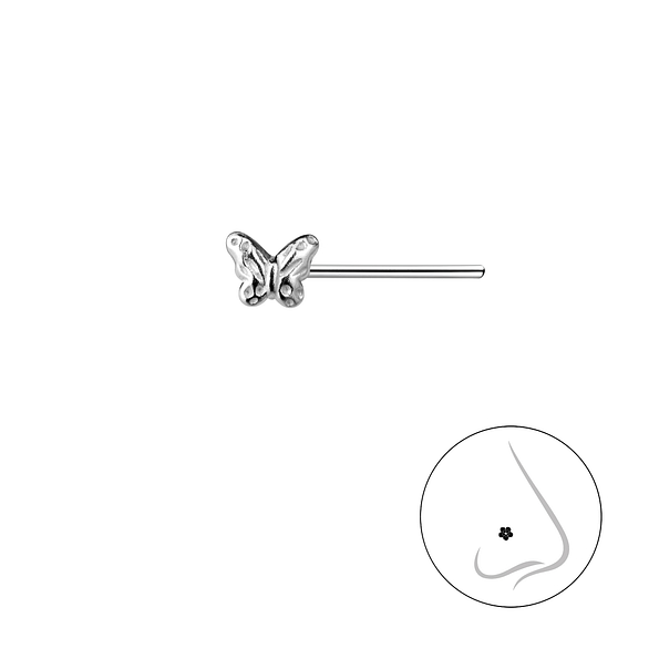 Silver Butterfly Nose Stud  - 22039