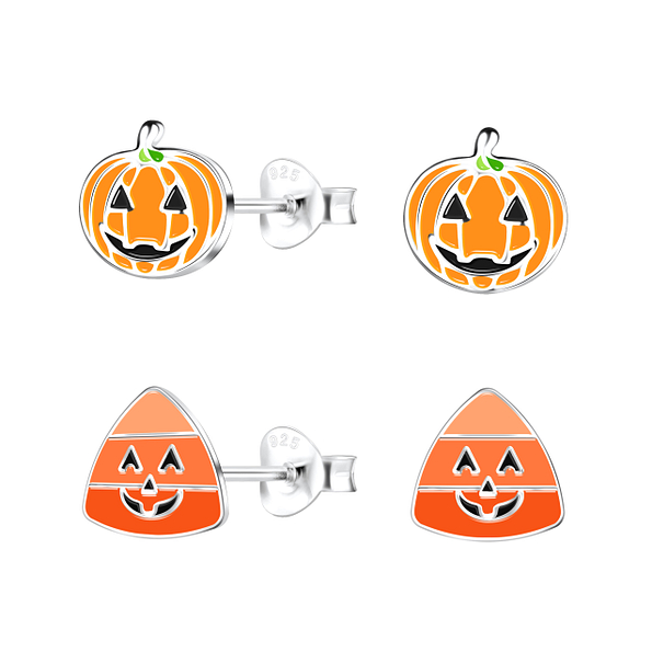 Silver Halloween Stud Earrings Set - Wholesale - 22301 Silver Halloween Stud Earrings Set - Wholesale - 22301