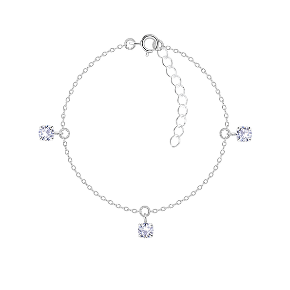 4mm Round Cubic Zirconia Silver Bracelet - 22254