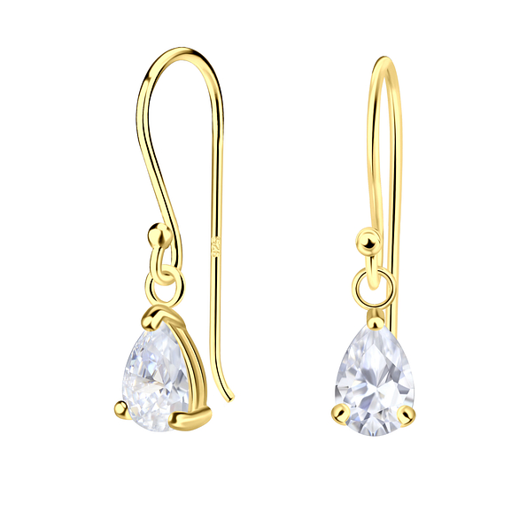 4x6mm Pear Cubic Zirconia Silver Earrings - 22210