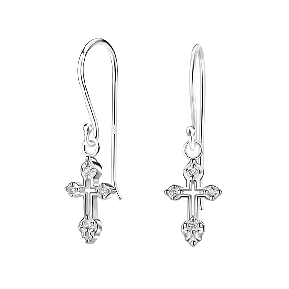 Silver Cross Earrings - 22239