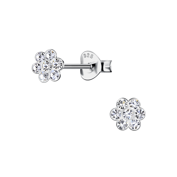 Silver Flower Stud Earrings - 22202
