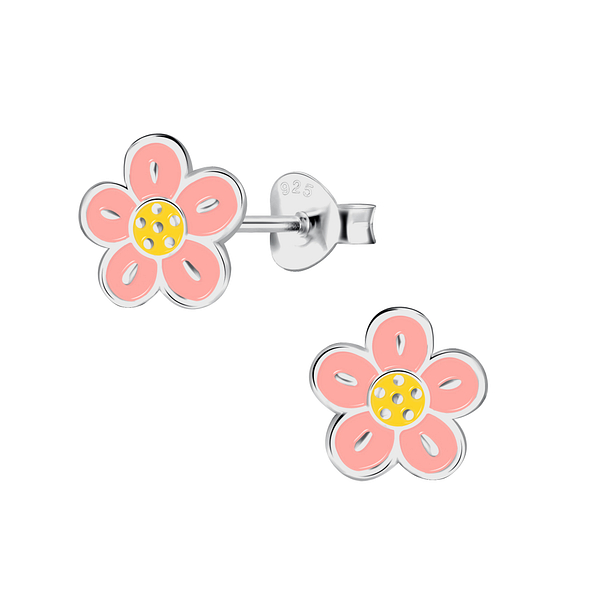 Silver Flower Stud Earrings - 22279