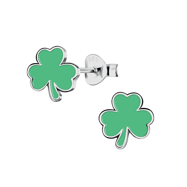 Silver Shamrock Stud Earrings - 22271