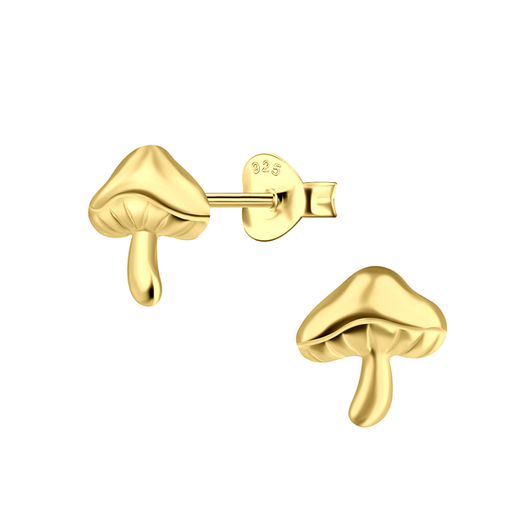 Silver Mushroom Stud Earrings - 22062