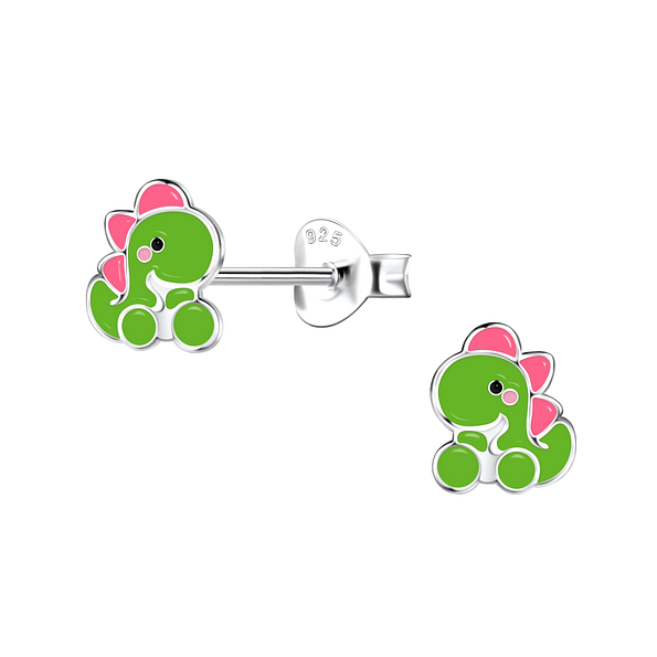 Silver Dinosaur Stud Earrings - 22224
