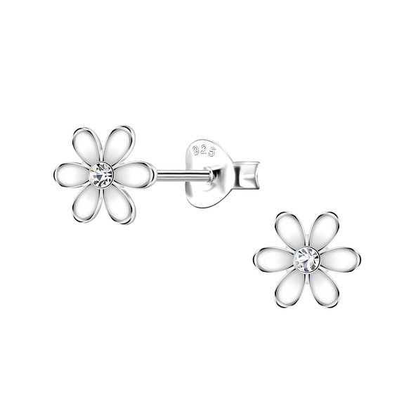 Silver Flower Stud Earrings - 22170