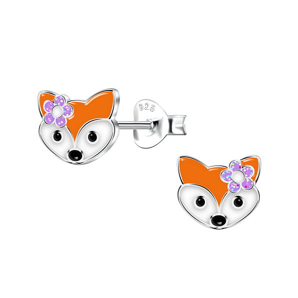 Silver Fox Stud Earrings - 22068