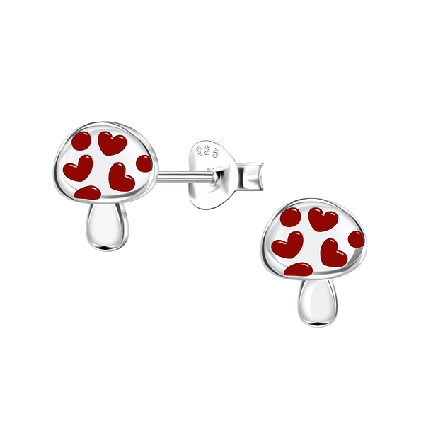 Silver Mushroom Stud Earrings - 22161