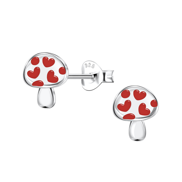 Silver Mushroom Stud Earrings - 22159