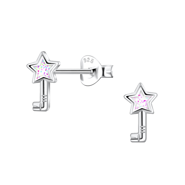 Silver Star Stud Earrings - 22195
