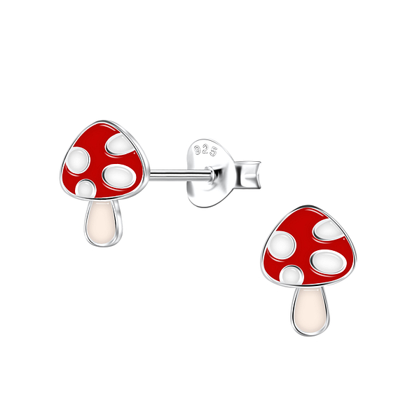 Silver Mushroom Stud Earrings - 22071
