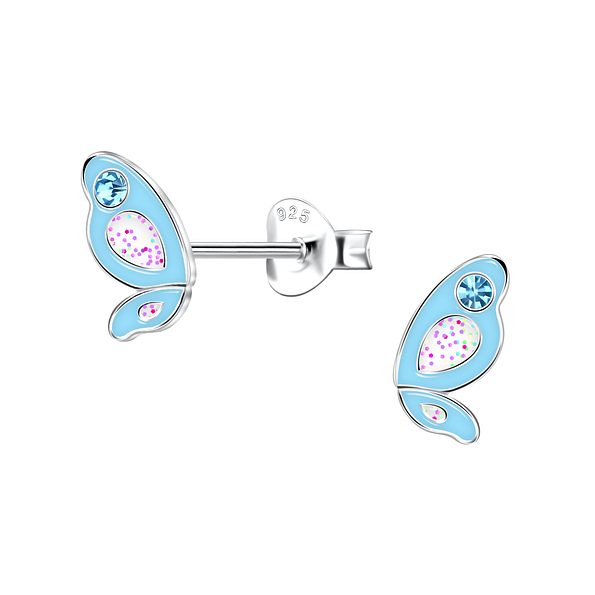 Silver Butterfly Stud Earrings - 22179