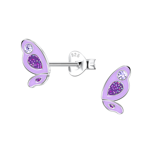 Silver Butterfly Stud Earrings - 22181