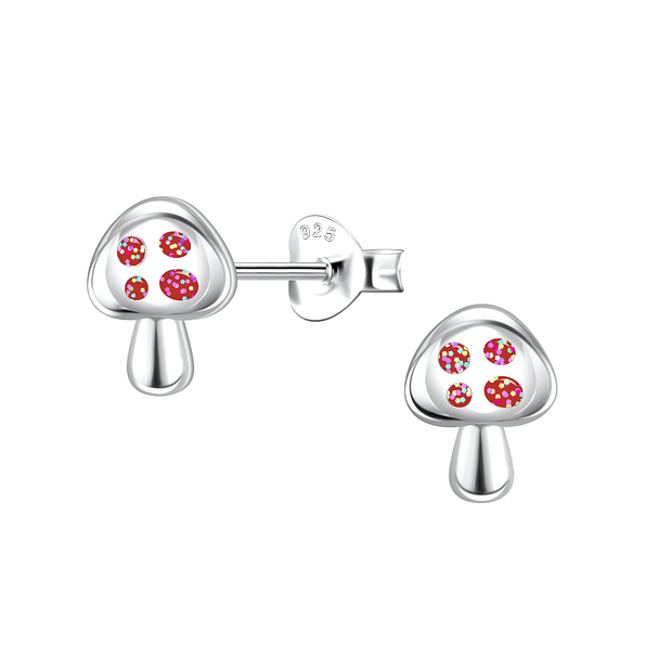 Silver Mushroom Stud Earrings - 22148