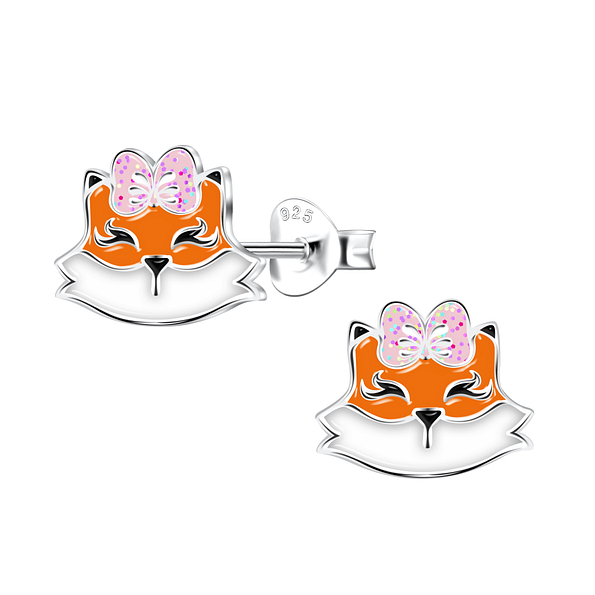Silver Fox Stud Earrings - 22085
