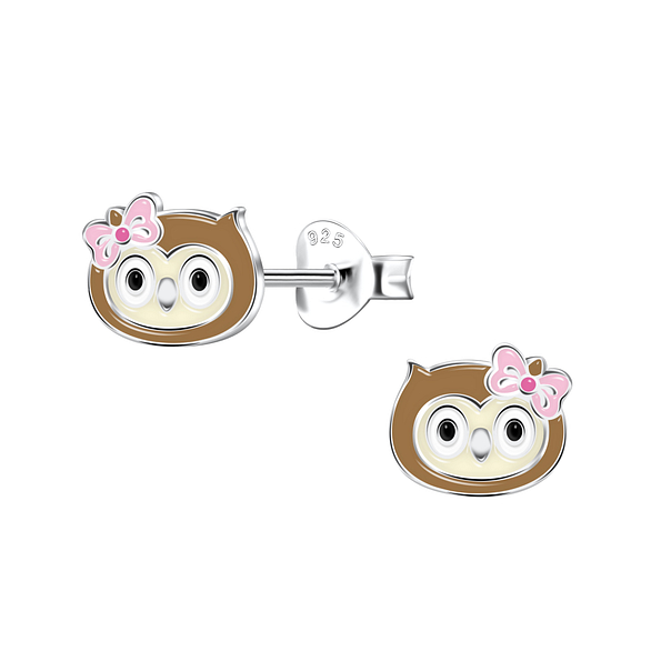 Silver Owl Stud Earrings - 22088
