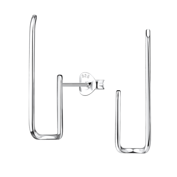 Silver Geometric Stud Earrings - 22100