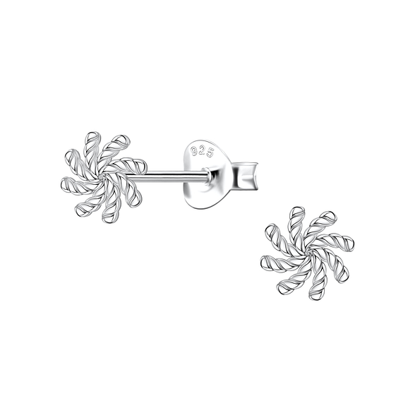 Silver Twisted Stud Earrings - 22108