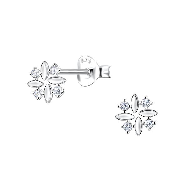 Silver Geometric Stud Earrings - 22111
