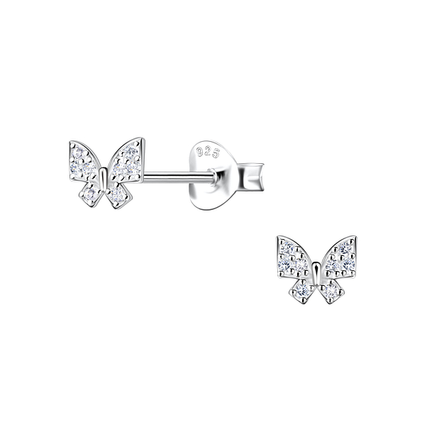Silver Butterfly Stud Earrings - 22115