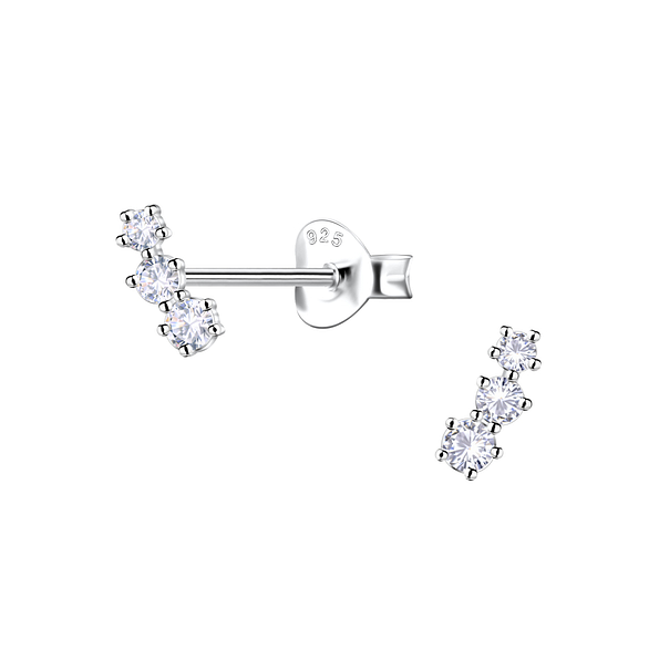 Silver Geometric Stud Earrings - 22118