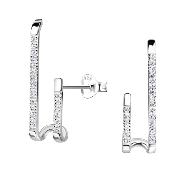 Silver Geometric Stud Earrings - 22119